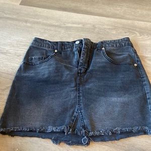 Black denim skirt